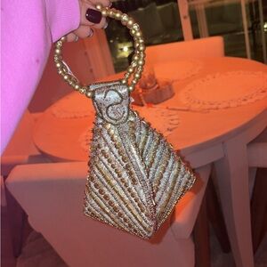 Elegant Gold Beaded (Fortune Cookie) Women's Bag